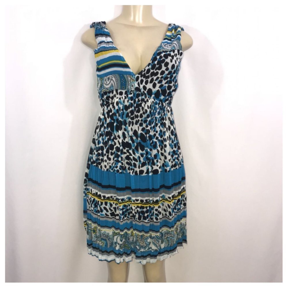 Sele Blue, Gray, & Black Animal Print Dress Small